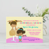 Cartwheels en Cupcakes Gymnastics Birthday Party Kaart (Staand voorkant)