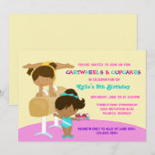 Cartwheels en Cupcakes Gymnastics Birthday Party Kaart (Voorkant / Achterkant)