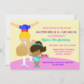 Cartwheels en Cupcakes Gymnastics Birthday Party Kaart (Voorkant)