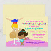 Cartwheels en Cupcakes Gymnastics Birthday Party Kaart (Voorkant / Achterkant)