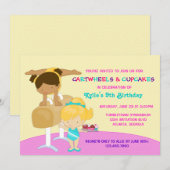Cartwheels en Cupcakes Gymnastics Birthday Party Kaart (Voorkant / Achterkant)