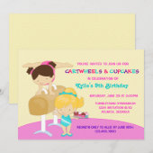 Cartwheels en Cupcakes Gymnastics Birthday Party Kaart (Voorkant / Achterkant)
