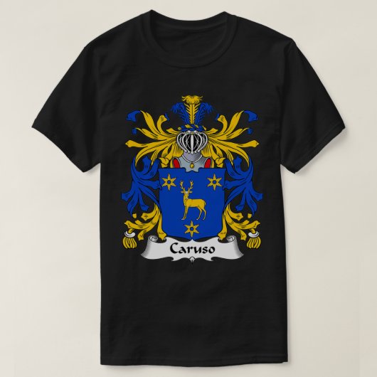 Caruso Coat of Arms Family Crest T-shirt (Design voorkant)
