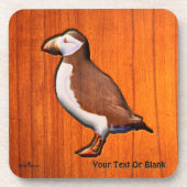 Carved Atlantic Puffin Beverage Coaster Bier Onderzetter (Voorkant)