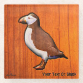 Carved Atlantic Puffin Beverage Coaster Glazen Onderzetter (Voorkant)