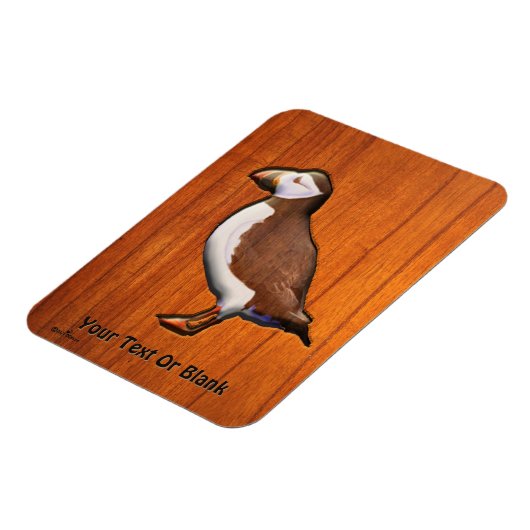 Carved Atlantic Puffin Magneet (Linkerzijde)