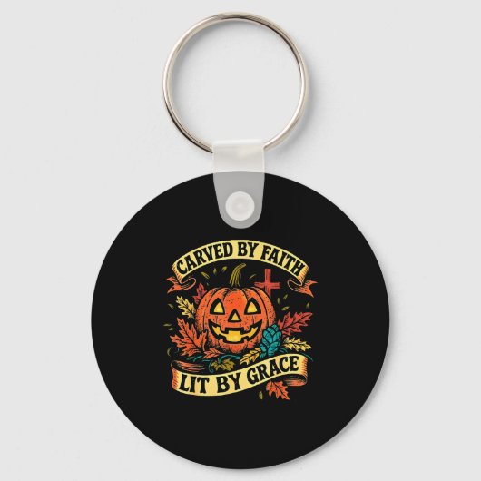 Carved By Faith Lit By Grace Religious Christian H Sleutelhanger (Voorkant)