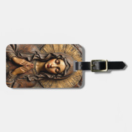 Carved Devotion  Wooden Mary Bagagelabel