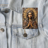 Carved Devotion  Wooden Mary Button (Insitu)