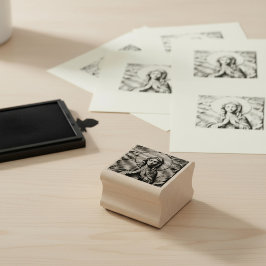 Carved Devotion  Wooden Mary Rubberstempel