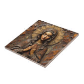 Carved Devotion  Wooden Mary Tegeltje (Zijkant)
