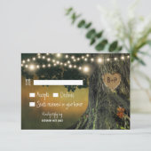 Carved Grandfather Oak Tree Weddenschap RSVP-kaart RSVP Kaartje (Staand voorkant)