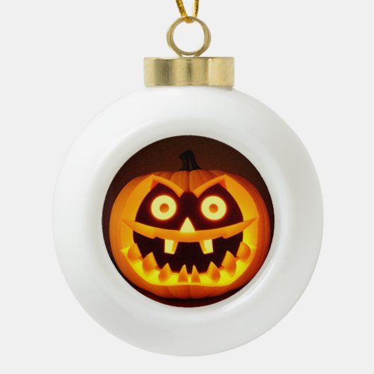Carved Halloween Pumpkin Keramische Bal Ornament (Voorkant)