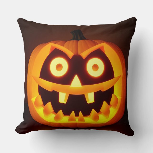 Carved Halloween Pumpkin Kussen (Voorkant)