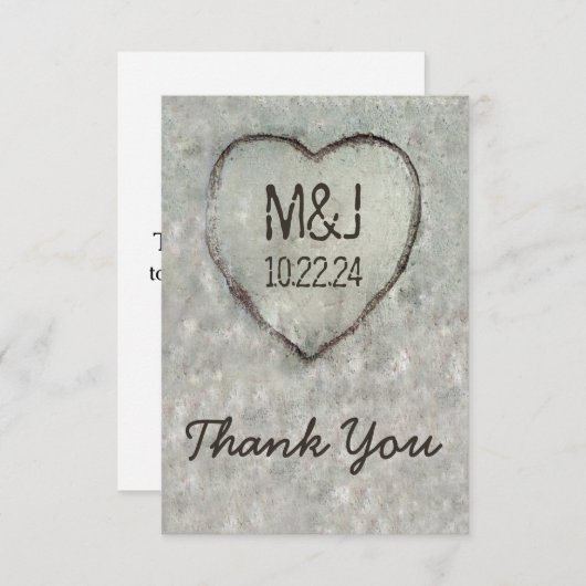 Carved Heart Birch Tree Weddenschap Bedankt (Voorkant / Achterkant)