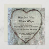 Carved Heart Birch Tree Wedding Kaart (Voorkant / Achterkant)