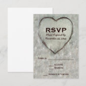Carved Heart Birch Tree Wedding RSVP Kaartje (Voorkant / Achterkant)