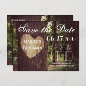 Carved Heart Rustic Tree Save the Date Briefkaarte Aankondigingskaart (Voorkant / Achterkant)