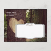 Carved Heart Rustic Tree Save the Date Briefkaarte Aankondigingskaart (Achterkant)