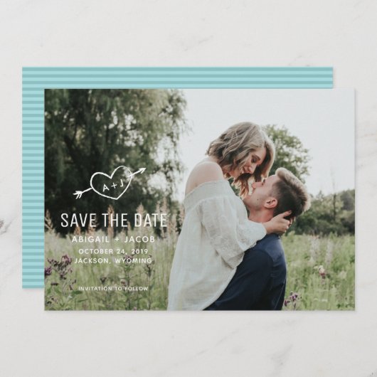 Carved Heart Save the Date Card (Voorkant / Achterkant)