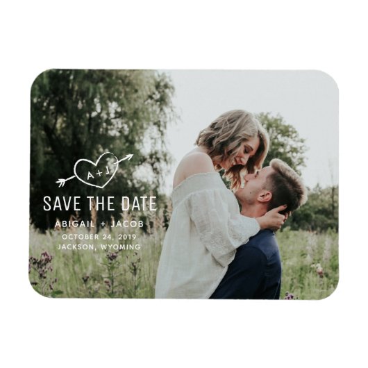 Carved Heart Save the Date Photo Magnet Magneet (Horizontaal)