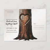 Carved Heart Tree Stump Rustic Save the Date Foto Aankondigingskaart (Achterkant)