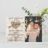 Carved Heart Tree Weddenfoto Save the Date (Staand voorkant)