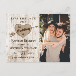 Carved Heart Tree Weddenfoto Save the Date Aankondigingskaart