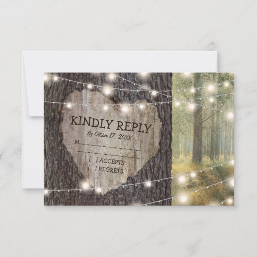Carved Heart Tree Wedding RSVP (Voorkant)