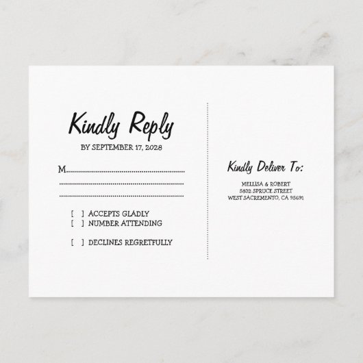 Carved Heart Tree Wedding RSVP Uitnodiging Briefkaart (Achterkant)