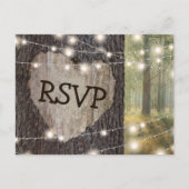 Carved Heart Tree Wedding RSVP Uitnodiging Briefkaart (Voorkant)