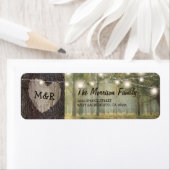 Carved Heart Tree Wedding | Rustige String Lights Etiket (Insitu)