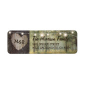 Carved Heart Tree Wedding | Rustige String Lights Etiket (Voorkant)