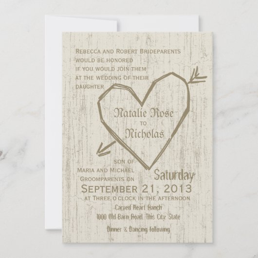 Carved Heart Wedding Kaart (Voorkant)