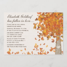 Carved Initialen Tree Herfst Bridal Shower Invitat Kaart