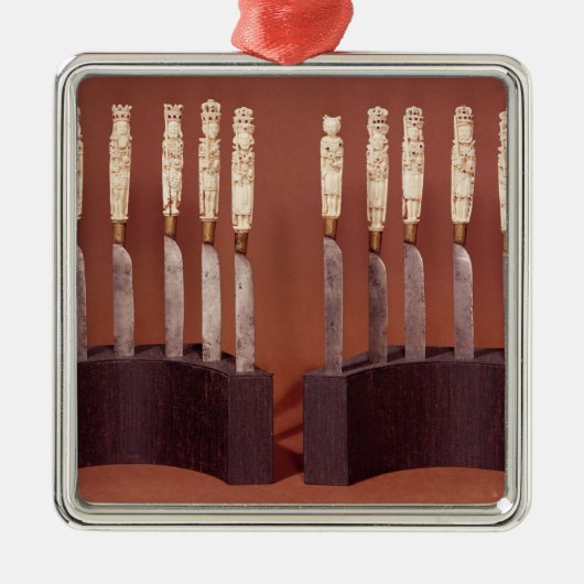 Carved Knife Handles die Engelse monarchen tonen Metalen Ornament (Voorkant)