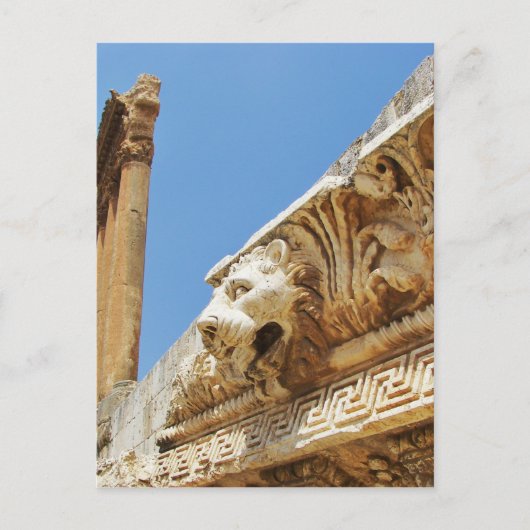 Carved Lion's hoofd in Baalbek Briefkaart (Voorkant)