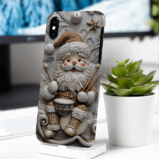 Carved Look Santa Claus Drummer Case-Mate iPhone Case