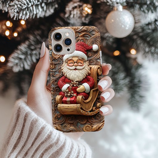 Carved Look Santa Rijden in Sled Case-Mate iPhone Case