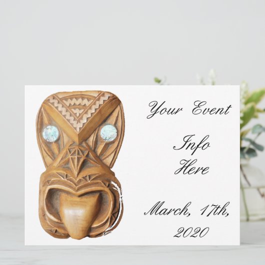 Carved Maori Tiki Face Thunder_Cove (Staand voorkant)