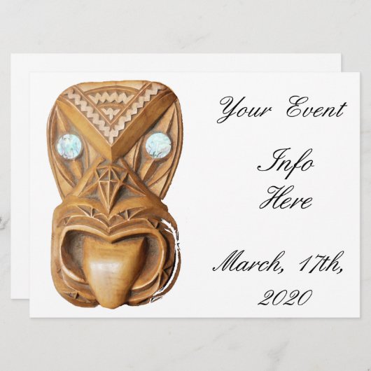 Carved Maori Tiki Face Thunder_Cove (Voorkant / Achterkant)