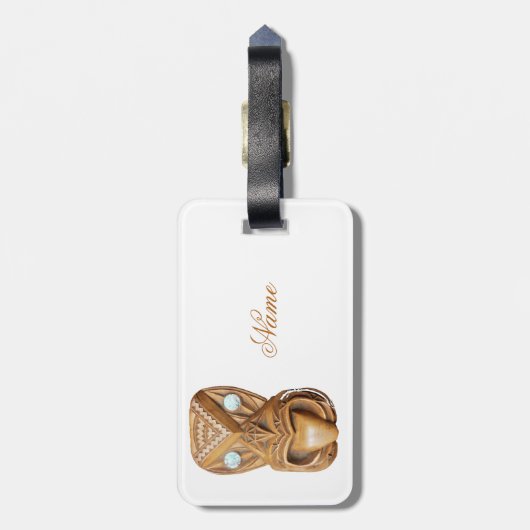 Carved Maori Tiki Face Thunder_Cove Bagagelabel (Achterkant verticaal)