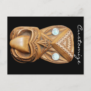 Carved Maori Tiki Face Thunder_Cove Briefkaart