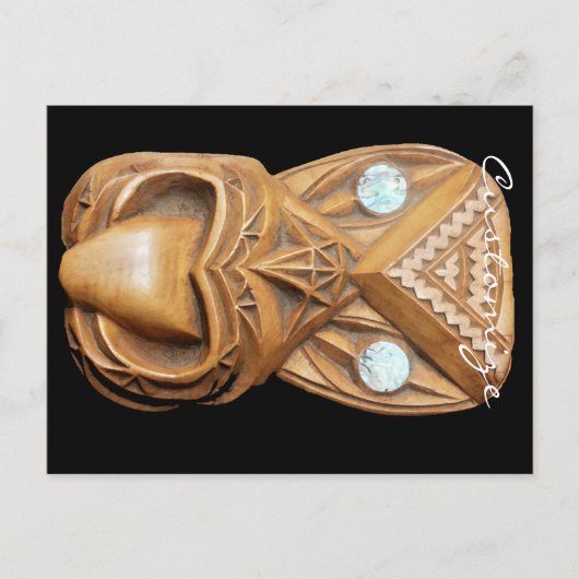 Carved Maori Tiki Face Thunder_Cove Briefkaart (Voorkant)