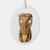 Carved Maori Tiki Face Thunder_Cove Keramisch Ornament (Rechts)