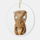 Carved Maori Tiki Face Thunder_Cove Keramisch Ornament (Links)