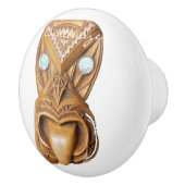 Carved Maori Tiki Face Thunder_Cove Keramische Knop (Rechts)