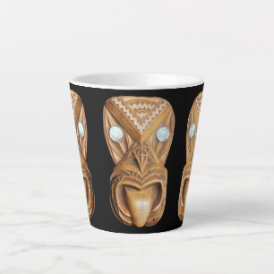 Carved Maori Tiki Face Thunder_Cove Latte Mok