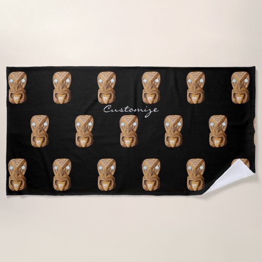 Carved Maori Tiki Face Thunder_Cove  Strandlaken (Voorkant)