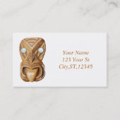 Carved Maori Tiki Face Thunder_Cove Visitekaartje (Voorkant)